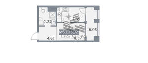 1-к квартира, вторичка, 32м2, 4/8 этаж