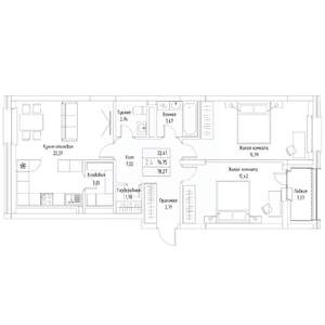 2-к квартира, вторичка, 78м2, 4/9 этаж