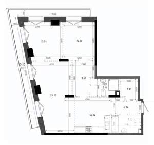2-к квартира, вторичка, 98м2, 2/19 этаж