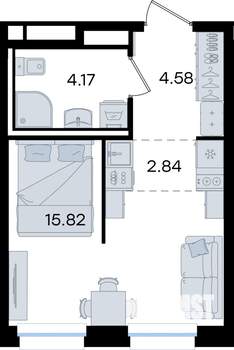 Студия квартира, строящийся дом, 27м2, 3/8 этаж