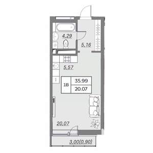 1-к квартира, вторичка, 36м2, 2/9 этаж