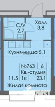 Студия квартира, вторичка, 23м2, 23/26 этаж