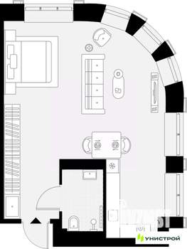 1-к квартира, вторичка, 45м2, 5/27 этаж