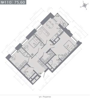3-к квартира, строящийся дом, 76м2, 14/23 этаж