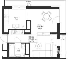 1-к квартира, вторичка, 39м2, 14/24 этаж