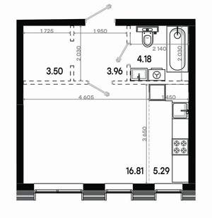 Студия квартира, вторичка, 34м2, 2/20 этаж