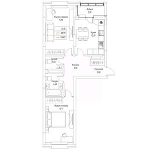 2-к квартира, вторичка, 63м2, 7/9 этаж