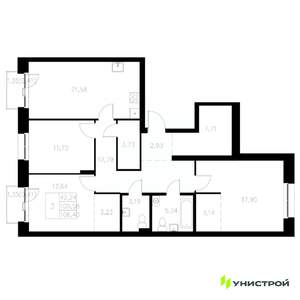 3-к квартира, вторичка, 106м2, 4/8 этаж