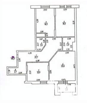4-к квартира, вторичка, 106м2, 4/9 этаж