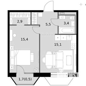 1-к квартира, вторичка, 43м2, 10/14 этаж