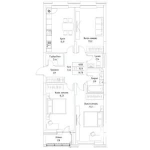 3-к квартира, вторичка, 85м2, 7/9 этаж