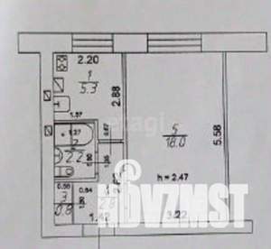 1-к квартира, вторичка, 29м2, 1/5 этаж
