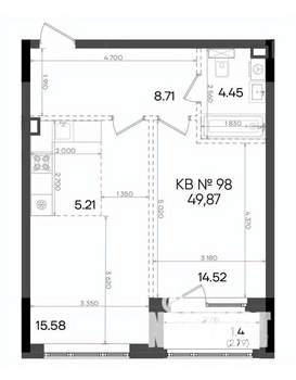 2-к квартира, вторичка, 50м2, 2/9 этаж