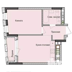 1-к квартира, строящийся дом, 37м2, 2/23 этаж