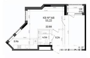 2-к квартира, вторичка, 55м2, 6/23 этаж