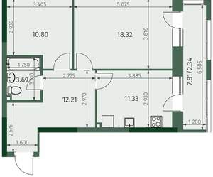 2-к квартира, вторичка, 59м2, 4/25 этаж