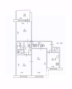 3-к квартира, вторичка, 65м2, 5/9 этаж
