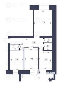 3-к квартира, вторичка, 89м2, 6/10 этаж