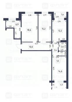 3-к квартира, вторичка, 88м2, 3/9 этаж