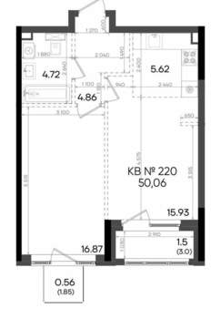 2-к квартира, вторичка, 50м2, 13/23 этаж