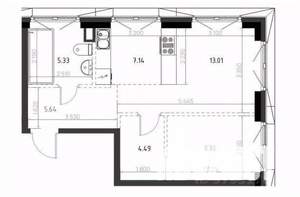 2-к квартира, вторичка, 44м2, 5/12 этаж