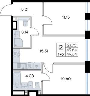 2-к квартира, вторичка, 50м2, 3/8 этаж