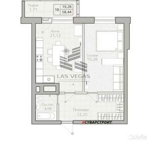 2-к квартира, вторичка, 58м2, 14/17 этаж