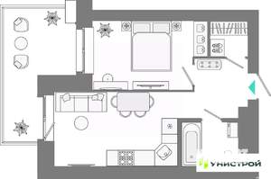 2-к квартира, вторичка, 40м2, 1/10 этаж
