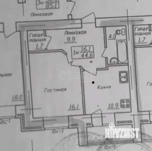 1-к квартира, сданный дом, 44м2, 8/18 этаж