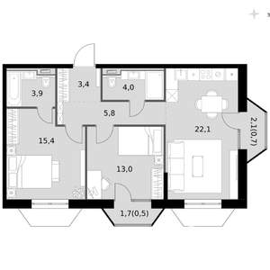 3-к квартира, вторичка, 69м2, 10/14 этаж