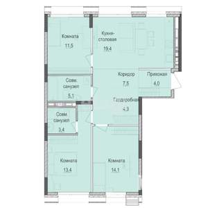 3-к квартира, вторичка, 83м2, 11/18 этаж