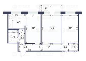 3-к квартира, вторичка, 59м2, 3/5 этаж