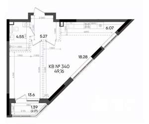 2-к квартира, вторичка, 49м2, 5/23 этаж
