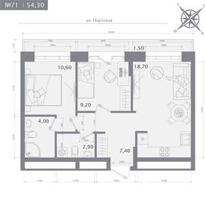 2-к квартира, строящийся дом, 54м2, 12/23 этаж