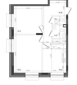 2-к квартира, строящийся дом, 62м2, 4/14 этаж