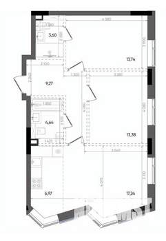 3-к квартира, вторичка, 69м2, 7/14 этаж