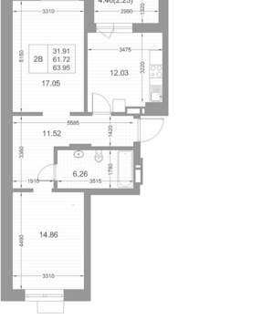 2-к квартира, вторичка, 64м2, 10/17 этаж