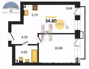 2-к квартира, вторичка, 35м2, 2/5 этаж