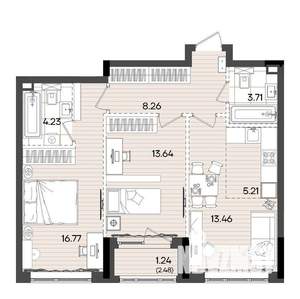 3-к квартира, вторичка, 67м2, 2/9 этаж
