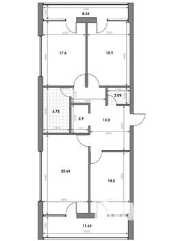 3-к квартира, вторичка, 115м2, 3/25 этаж