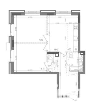 3-к квартира, вторичка, 66м2, 8/14 этаж