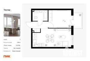 1-к квартира, вторичка, 34м2, 15/24 этаж