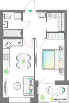 1-к квартира, вторичка, 42м2, 4/10 этаж