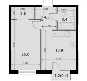 1-к квартира, вторичка, 40м2, 5/20 этаж