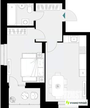 1-к квартира, вторичка, 42м2, 5/18 этаж