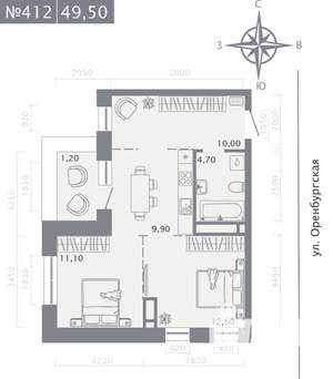 2-к квартира, вторичка, 50м2, 8/25 этаж