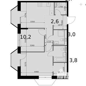 2-к квартира, вторичка, 62м2, 12/14 этаж