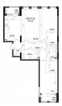 3-к квартира, вторичка, 91м2, 2/9 этаж