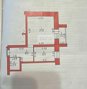 1-к квартира, вторичка, 42м2, 4/9 этаж