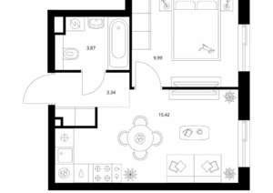 1-к квартира, вторичка, 33м2, 8/24 этаж